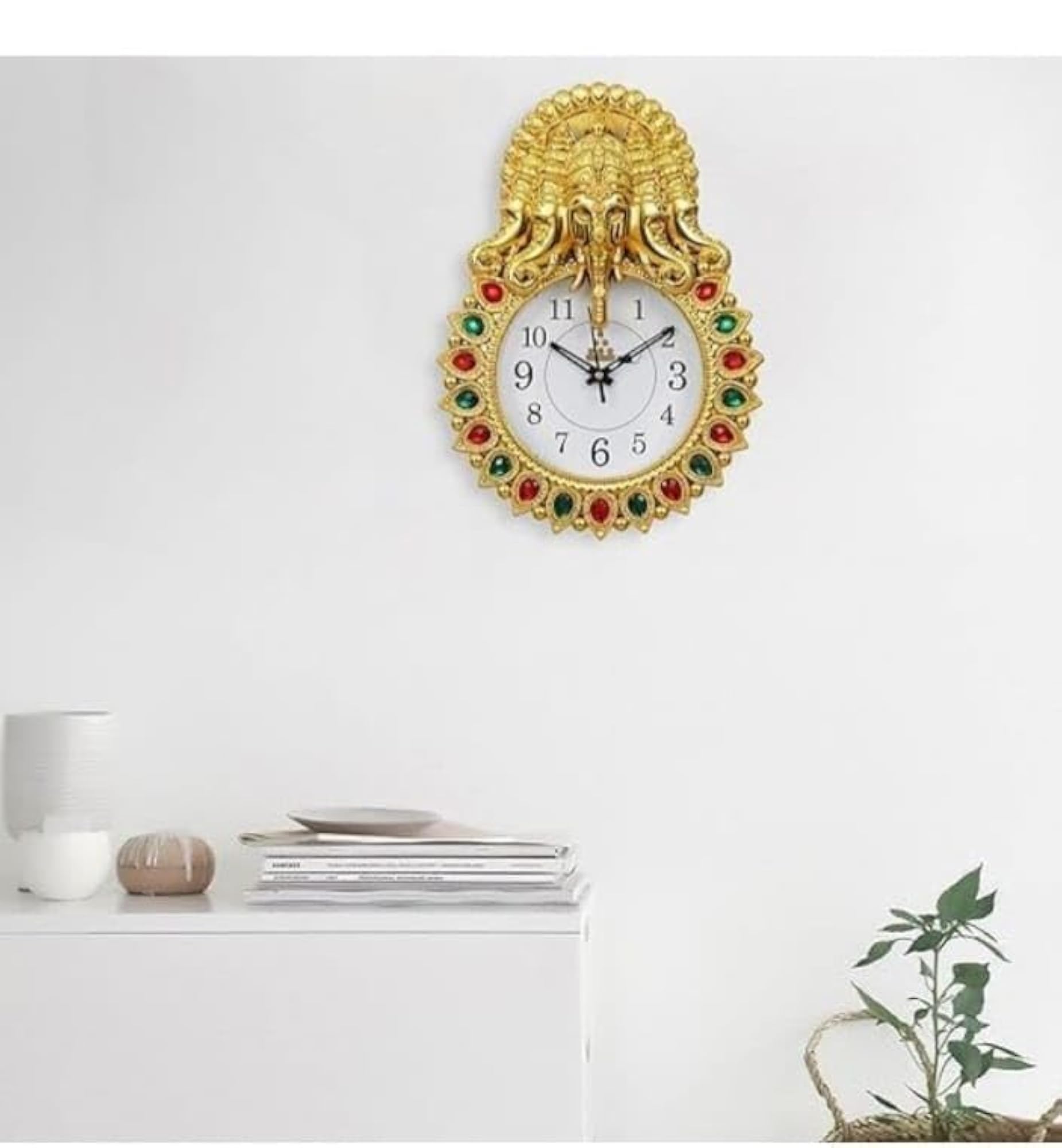 Right Corner Premium Plastic Designer Ganesha Analog Wall Clock